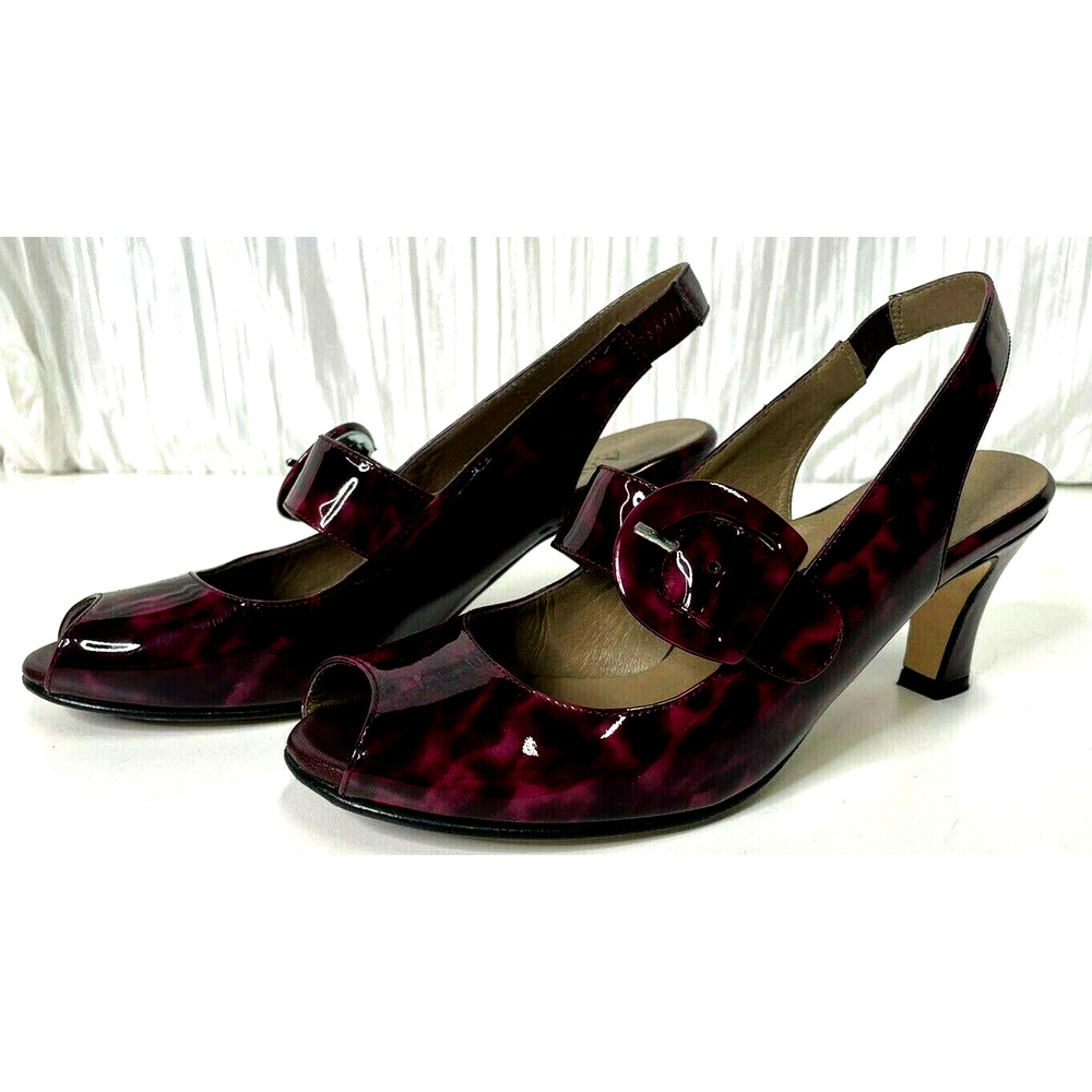 ANYI LU Leather Peep Toe 3.5" Heels Italian Made
